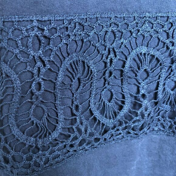 J crew factory size small navy blue tank top crochet lace Detail Sleeveless BOHO - Picture 2 of 7